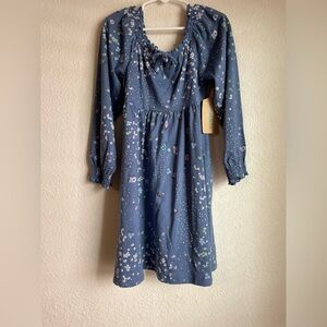 Thereabouts Blue Floral Long Sleeve Dress size XS 4/5-NWT